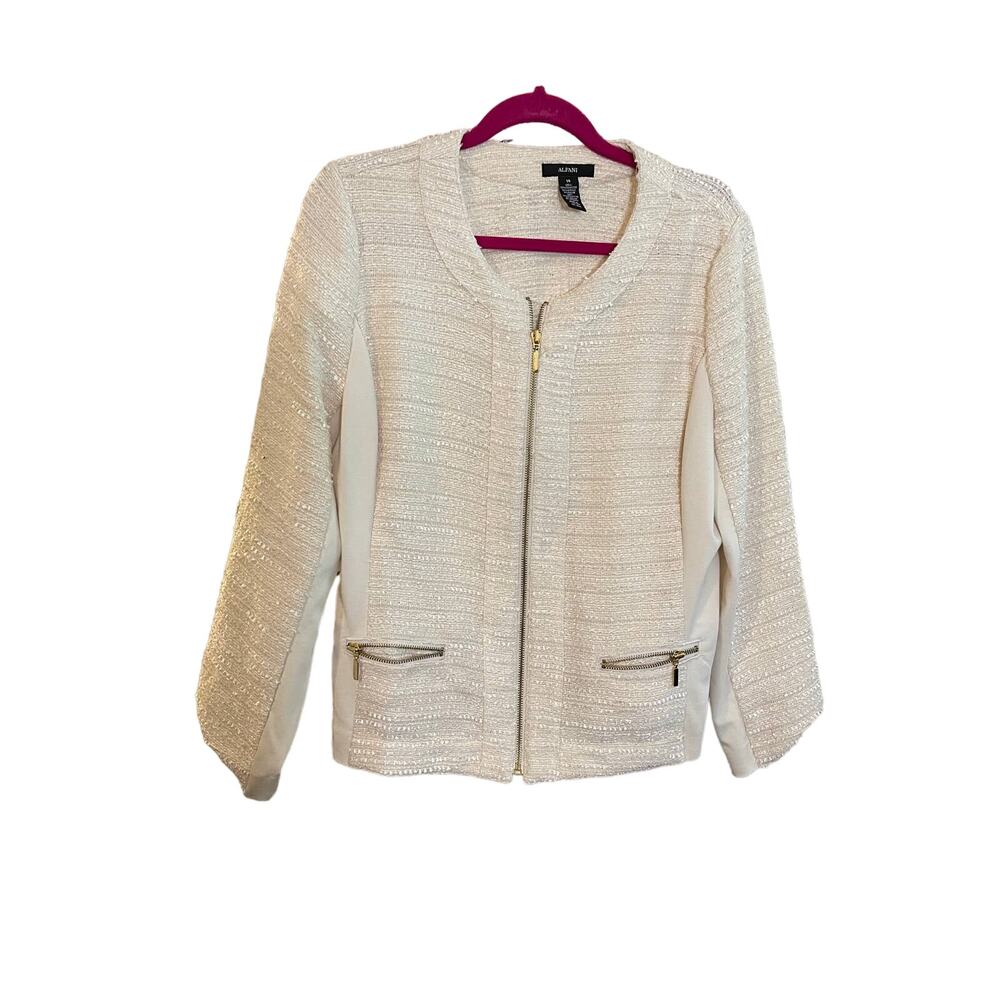 Alfani White Tweed Blazer Women's Sz 14